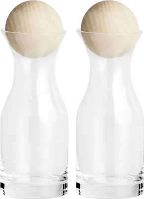Produktbild von Zeller Present Glaskaraffen-Set mit Holzkugel 250ml Ø6,5cm H18,5cm, klar/natur, 2-teilig (1 Set)