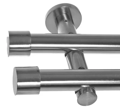 Produktbild von Gardinenstange mit Wandhalterung I Metall Edelstahl Look 2-läufig I Ø20mm I H41