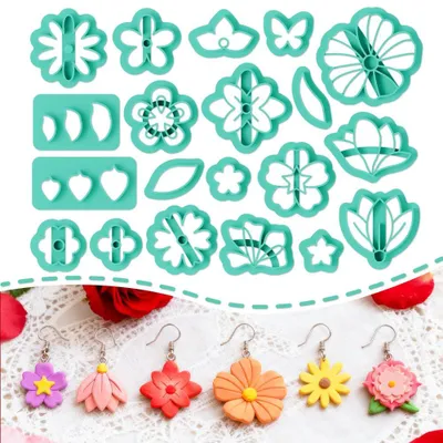 20er Set Blumen-Polymerklei-Ausstecher für Ohrringe