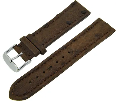Produktbild von Uhrenarmband Straußenleder stark gepolstert Dunkelbraun Ton in Ton 20mm NEU