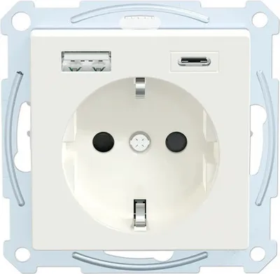 Produktbild von Merten MEG2367-0319 Steckdose mit USB-Typ A + C Ladegerät System M polarweiß