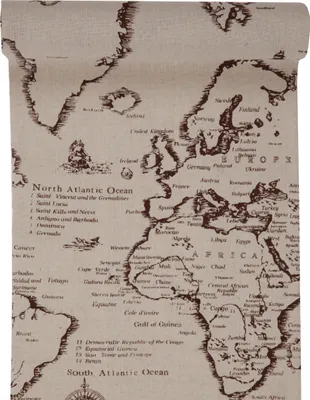Zdjęcie produktu dla Bieżnik stołowy z mapą świata, bawełna, 28 cm x 3 m – rozmiar uniwersalny