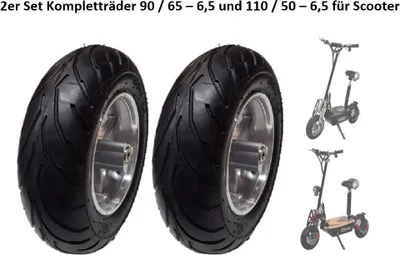 Obrázek produktu pro sada 2 kompletních pneumatik přední 90/65-6,5 a zadní 110/50-6,5 silniční profil pro skútr stříbrná