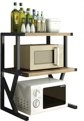 Produktbild von Küchenregale, 3 Ebenen Mikrowellenherdständer, Vierkantrohr-Gewürzregal, Mikrowellenhalter Regal, Mikrowellen Regal, Desktop-Aufbewahrungsregal