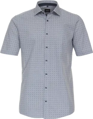 Produktbild von VENTI Herren Businesshemd Kurzarm Kent Modern-Fit Blau gemustert 42
