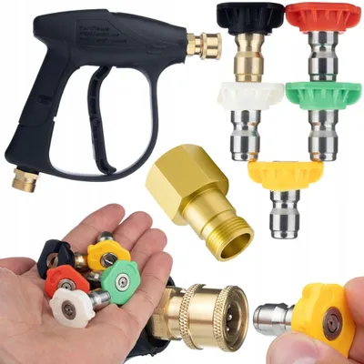 Produktbild von Set Hochdruckpistole 300 bar + 5 Sprühdüsen + Easy!Lock Adapter – Ersatzteil für Hochdruckreiniger Kärcher HD/HDS | M22 Anschluss