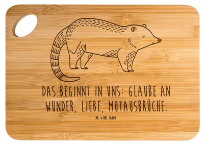 Produktbild von Mr. & Mrs. Panda Holzbrett Nasenbär - Transparent - Geschenk, Frühstücksbrett, Nasenbären, Lustige Sprüche, Brett, Rüsselbär, Schneidebrett, Bär, Frühstücksbrettchen