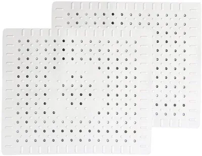 Image de Tapis de lavabo antidérapant, 31 x 26 cm, blanc, 2 pièces