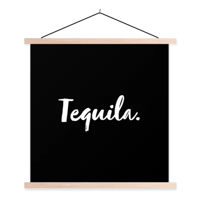 Produktbild von MuchoWow® Textilposter Tequila - Zitate - Getränk - Alkohol - Text 60x60 cm mit holzfarbenen Rahmen - Wanddekoration