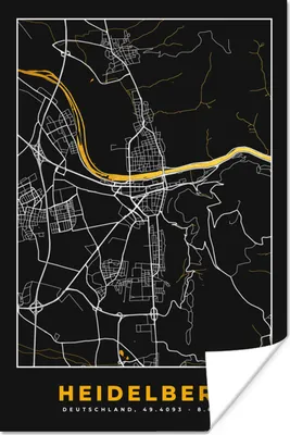 Produktbild von MuchoWow® Poster Heidelberg - Deutschland - Gold - Stadtplan - Karte 40x60 cm - Plakate für die Wand - Poster Babyzimmer