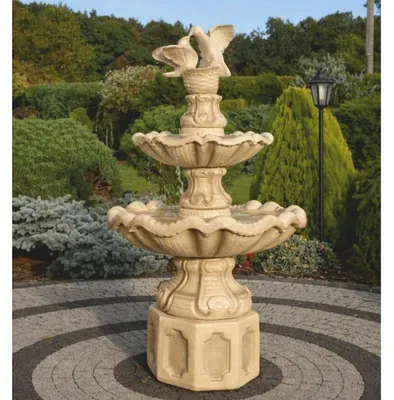 Zdjęcie produktu dla Casa Padrino – barokowa fontanna z gołębiami, beżowa, Ø 89 x wys. 155 cm – okazała fontanna ogrodowa