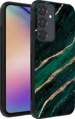 Produktbild von Smartphonica Handytasche für Samsung Galaxy A54 5G mit Marmordruck - TPU Rückseite Abdeckung Fall Marmor Design - Grün Gold