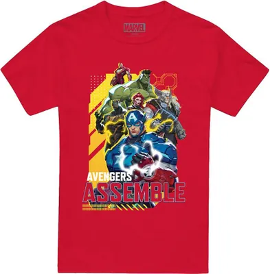Imagen del producto de Camiseta "Assemble" de Marvel Rivals, uni, para hombre/mujer, modelo TV23764 (talla M), color rojo