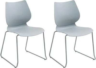 Produktbild von CLP 2er Set Stapelstühle Houma mit Lehnen Metallgestelle bis 135 kg belastbar grau, KI-generiertes Bild