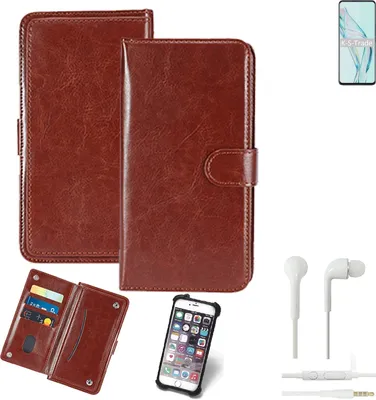 Produktbild von K-S-Trade 360° Hülle kompatibel mit ZTE Axon 30 5G inkl. Headphones braun Kunstleder Case BookCase WalletCase Kunstlederederhülle Handyhülle,
