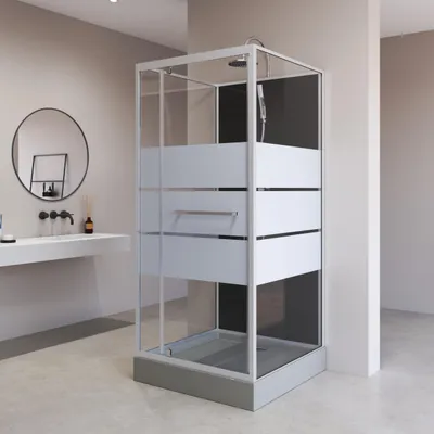 Obrázek produktu pro Kompletní sprcha MARWELL Kompletní sprcha Dusy 80 x 80 x 225 cm - kompletní sada včetně sprchové vaničky a baterie - kulatá sprcha s předním vstupem