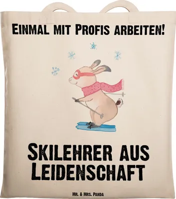 Produktbild von Mr. & Mrs. Panda Uni Tasche Skilehrer Leidenschaft - Transparent - Geschenk, dokumententasche, Jutebeutel, Tote Bag, Schultasche, Shopping