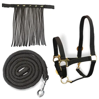 Productafbeelding van Solidchoice - Halster met Voeding en Vliegfranje voor Paarden, Zwart