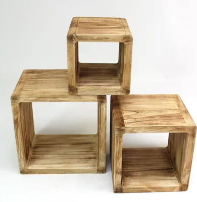 Produktbild von 3 Regale Geflammt" aus Holz, Würfelregale, Regalset, Cubes"