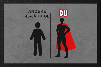 Produktbild von Andere 45-Jährige Du Fußmatte Geburtstagsgeschenk zum 45. Lustige Geschenkidee Superheld