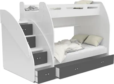 Produktbild von MEBLITO Kinderbett Bonini Etagenbett Hochbett Kinderzimmer 2 Betten 120x200 Grau Mit Matratze