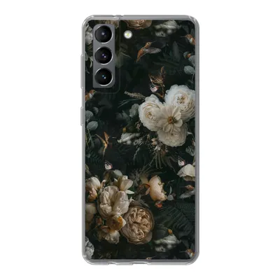 Produktbild von MuchoWow® Handyhülle Schutzhülle Hülle für Samsung Galaxy S21 Blumen - Muster - Vogel Silikon Softcase Handy Hülle - Softcase