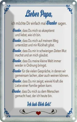 Produktbild von vianmo Blechschild 30x20 cm lieber PapaIch hab dich lieb Liebe