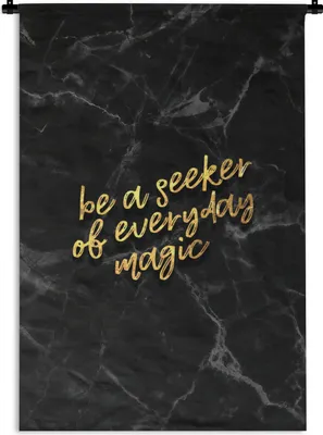 Produktbild von MuchoWow® Wandteppich Wandbehang Zitate - Magie - Gold - Marmor 90x135 cm Tapisserie Dekoration Wandtuch - Baumwolle - Wandskulptur