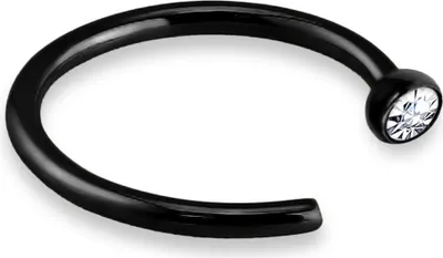Produktbild von viva-adorno 0,8mm Nasenring Nasenpiercing Piercing Hoop Ring Chirurgenstahl 316L Kristall in verschiedenen Farben Z505,schwarz