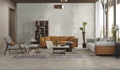Produktbild von Polstersofa Couchgarnitur Sofagarnitur Komplette Braun Stoff Stoffsofa