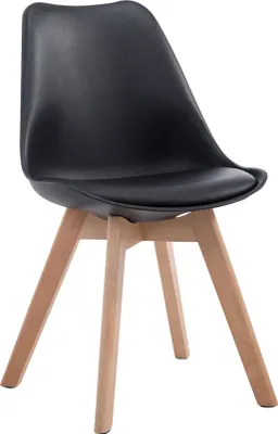 Produktbild von TPFLiving Besucherstuhl Bornova Two Kunstleder Gestell Holz Natura schwarz