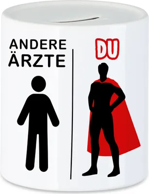 Produktbild von Andere Ärzte Du Spardose  Superheld Mein Held Dankeschön Geschenkidee Lustig Humor