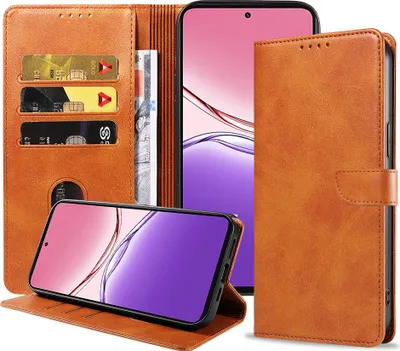 Immagine prodotto di Adatto per Oppo A5X Custodia in ecopelle con labbro magnetico e portacarte Custodia a libro con patta - Custodia a portafoglio con slot per carte - Marrone - Smartphonica