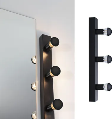 Produktbild von Set Spiegelleuchte Regula II inkl. Leuchtmittel 3-flammig IP44 E14 2700K 3x470lm 230V 3x4,5W dimmbar Schwarz, Kopfspiegel Schwarz matt