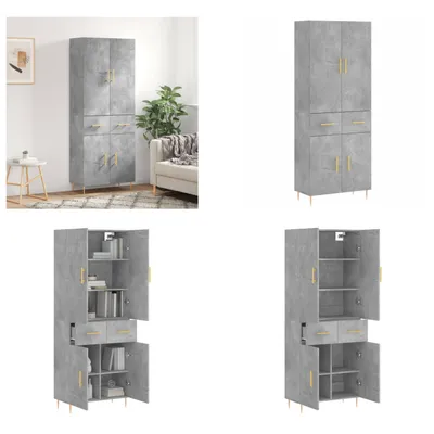 Produktbild von vidaXL Highboard Betongrau 69,5x34x180 cm Holzwerkstoff - Highboard - Highboards - Sideboard - Schrank