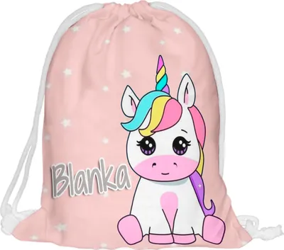 Produktbild von Kinder Turnbeutel mit Namen Beutel Fullprint Tasche Gymsac Jutebeutel Print Bag Fitness Einhorn rosa [010]