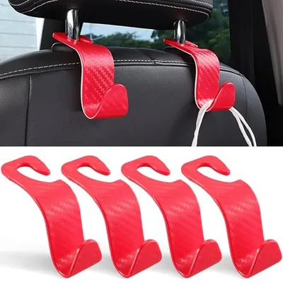 Productafbeelding van Auto Hoofdsteun Haken - Auto Organizer - Auto Opbergen - Sterk en Duurzaam - 4 Stuks - Koolstofvezel