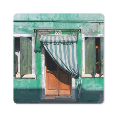 Produktbild von MuchoWow® Mauspad Mousepad Architektur - Grün - Tür - Haus - Fensterläden 20x20 cm - Mousepads - Maus Mat - Pad - Mausunterlage - Desk Mat - Bureauartikeln