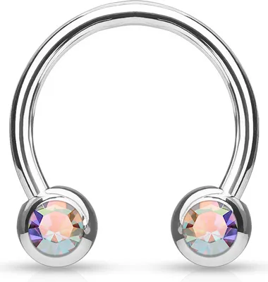 Produktbild von viva-adorno 1,2x10x4mm Hufeisen Piercing Chirurgenstahl 316L Frontkristall Brustpiercing Septumpiercing verschiedene Farben und Größen Z529,Rainbow