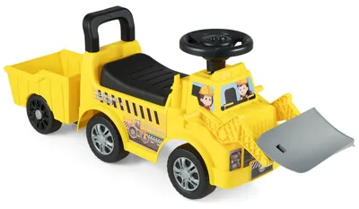 Produktbild von KOMFOTTEU Traktor Kinder mit abnehmbarem Anhänger & Schaufel, Trettraktor für Baby mit Musik, Hupe & Stauraum unter dem Sitz, Kindertraktor, Spielzeugtraktor für Kinder ab 18 Monaten, Gelb