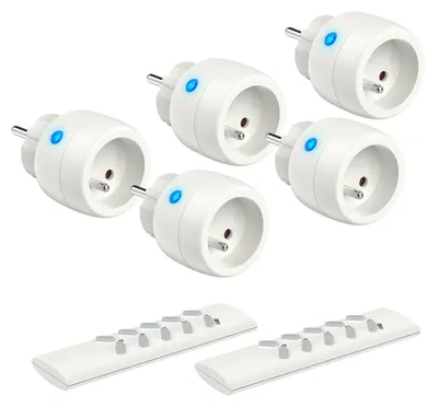 Funksteckdosen-Set, 5 Stück + 2 Fernbedienungen, 2300 W, 30 m
