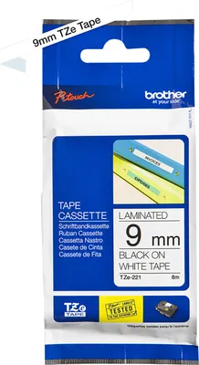Zdjęcie produktu dla Brother TZE-221, Czarny na białym, TZe, Atramentowa, Filipiny, 5 lat(a), 9 mm