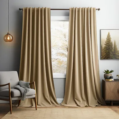 Obrázok produktu pre Závesy z termo-samzotu, nepriehľadné, vhodné do obývačky alebo spálne, sada 1 kus, farba béžová, rozmer 213 x 132 cm, s univerzálnou zdvihacou páskou