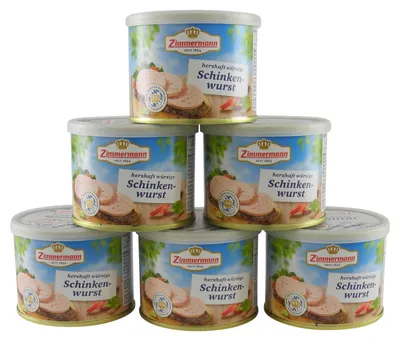 Produktbild von Delikatess Schinkenwurst 6er Pack (6 Dosen à 200 g)