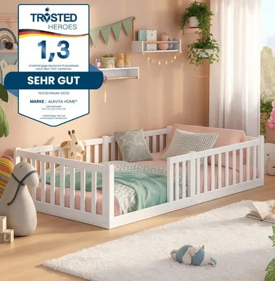 Obrázek produktu pro Podlahová postel TITAN z bílého buku 90 x 200 cm -100%