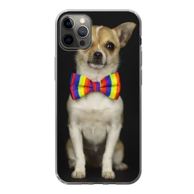 Produktbild von MuchoWow® Handyhülle Schutzhülle Hülle für iPhone 13 Pro Max Hund - Fliege - Schwarz Silikon Softcase Handy Hülle