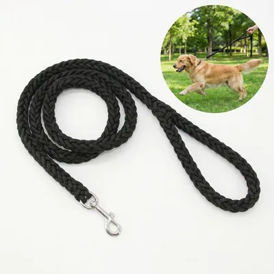 Immagine prodotto di Guinzaglio intrecciato per cani di grossa taglia 120 cm, robusta corda in nylon 1,5 cm, nero