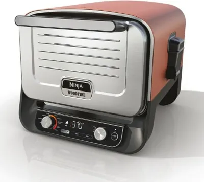 Image de Ninja OO101EU barbecue et grill Électrique + charbon Noir, Rouge, Argent 2400 W