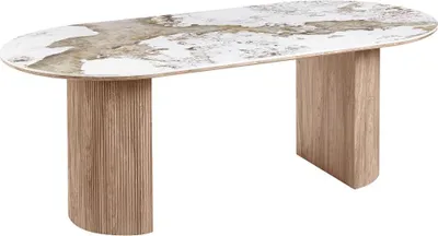 Zdjęcie produktu dla Isa stół do jadalni ceramiczny blat stołowy biały, brązowy.