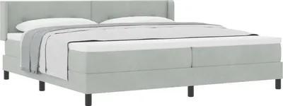 Produktbild von Boxspringbett mit Kopfteil Hellgrau 200 x 200 cm Samt